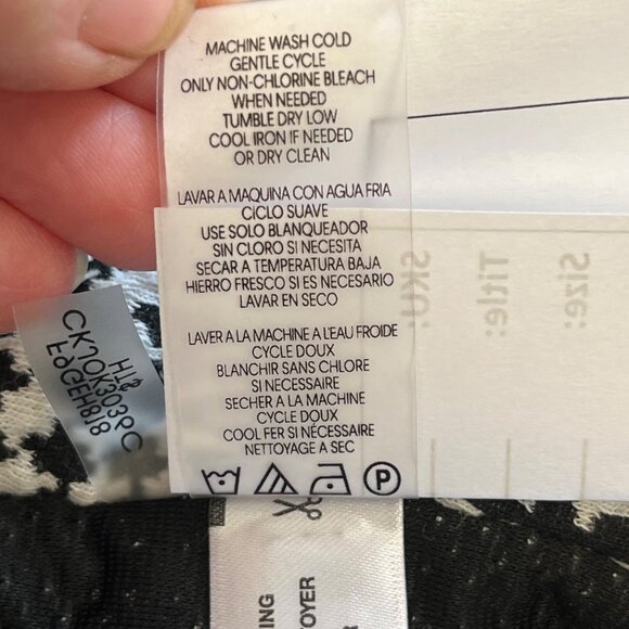 Calvin Klein Womens Houndstooth Open Front Cardigan Moto Blazer XL Black & White - Picture 10 of 10